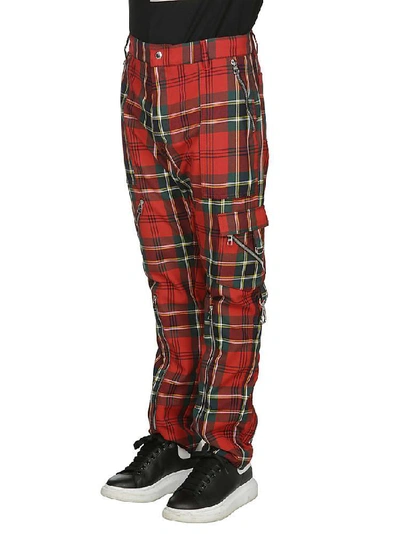 Shop Alexander Mcqueen Checked Pants In Red