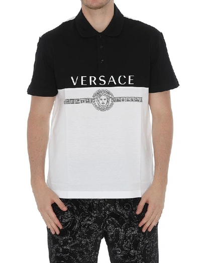 Shop Versace Two Tone Polo Shirt In Multi