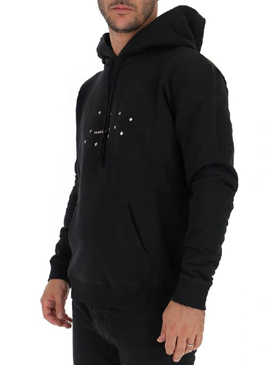 Shop Saint Laurent Star Logo Print Hoodie In Black