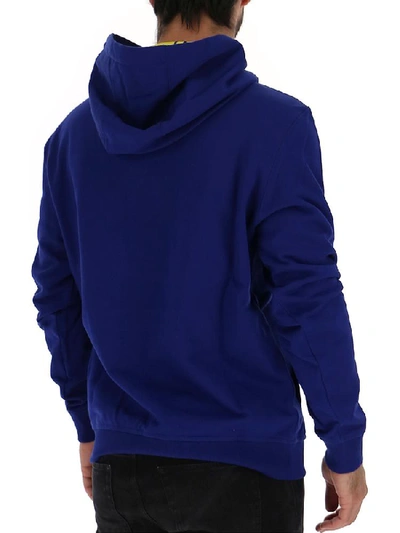 Shop Versace Logo Printed Hoodie In Blue