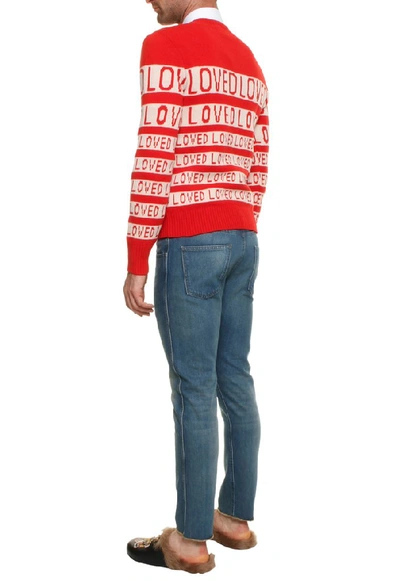 Shop Gucci Loved Knitted Sweater In Red