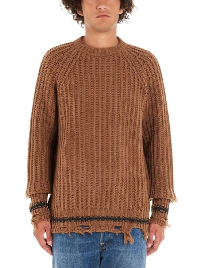 Shop Golden Goose Deluxe Brand Kunio Distressed Striped Pullover In Brown