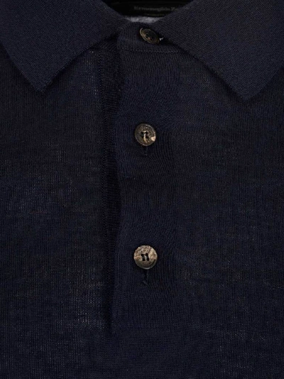 Shop Ermenegildo Zegna Long Sleeve Polo Shirt In Navy