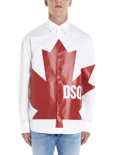 Shop Dsquared2 Leaf Logo Print Shirt In White