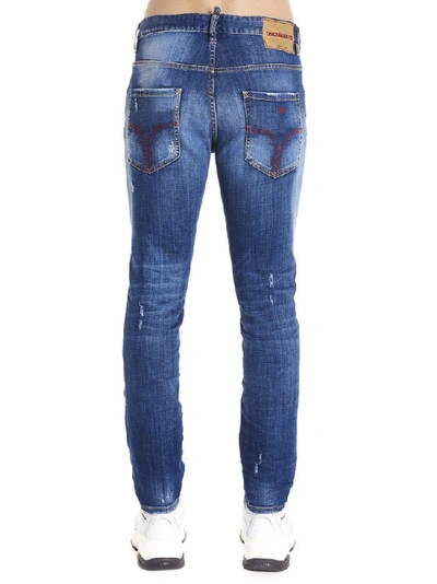 Shop Dsquared2 Distressed Mid Rise Jeans In Blue