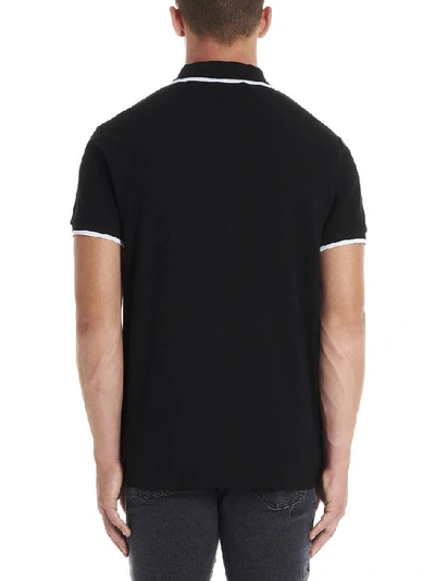 Shop Balmain Logo Embroidered Polo Shirt In Black