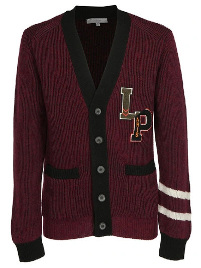 Shop Lanvin Embroidered Logo Cardigan In Red