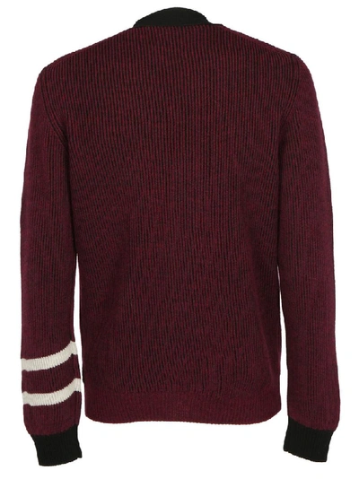 Shop Lanvin Embroidered Logo Cardigan In Red