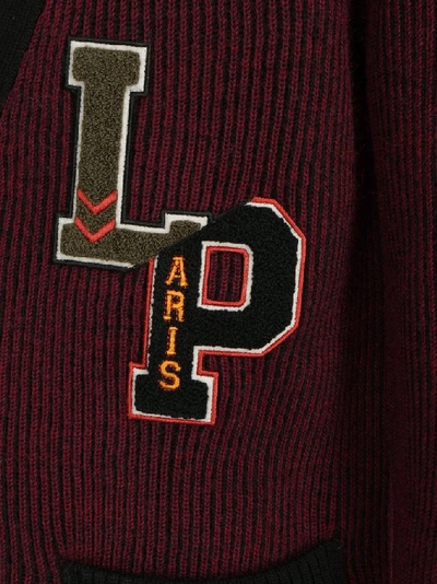 Shop Lanvin Embroidered Logo Cardigan In Red