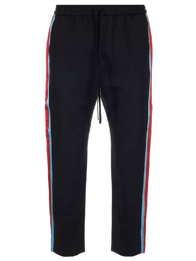 Shop Gucci Contrast Side Band Trousers In Black
