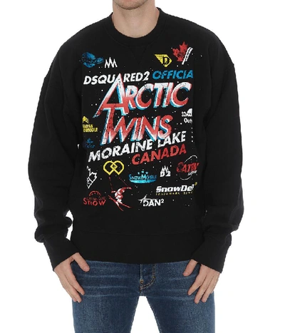 Shop Dsquared2 Printed Crewneck Jumper In Black