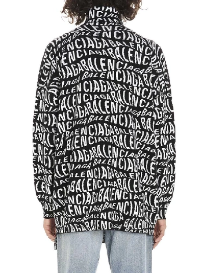 Shop Balenciaga Wave Logo Turtleneck Sweater In Multi