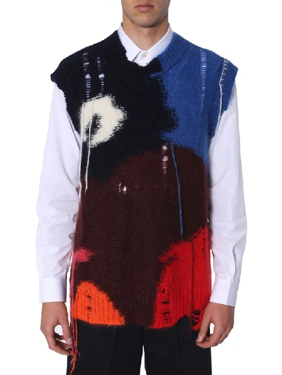Shop Alexander Mcqueen Colourful Shredded Sleeveless Sweater In Multi