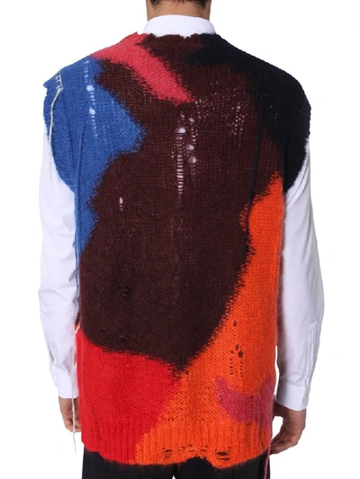 Shop Alexander Mcqueen Colourful Shredded Sleeveless Sweater In Multi