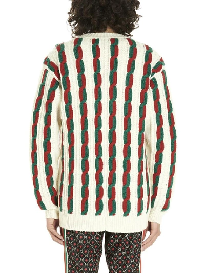 Shop Gucci Braided Striped Cardigan In Multi