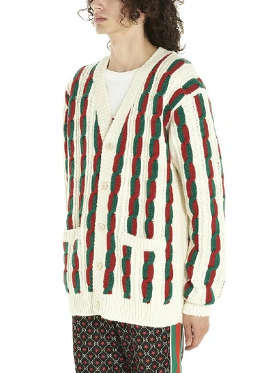 Shop Gucci Braided Striped Cardigan In Multi