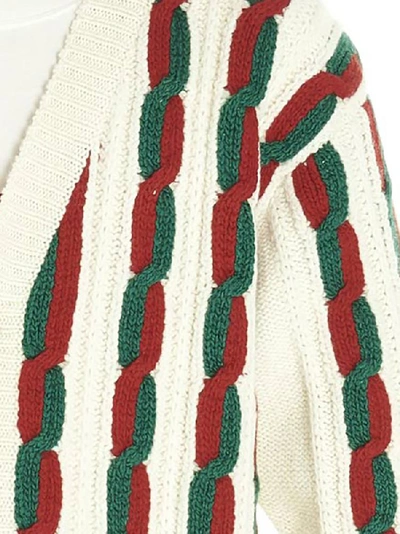 Shop Gucci Braided Striped Cardigan In Multi