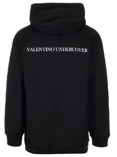 Shop Valentino X Undercover Ufo Face Logo Printed Hoodie In Black