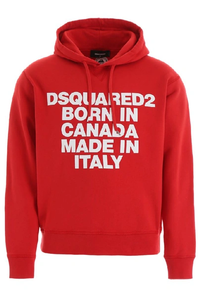 Shop Dsquared2 Printed Hoodie In Red