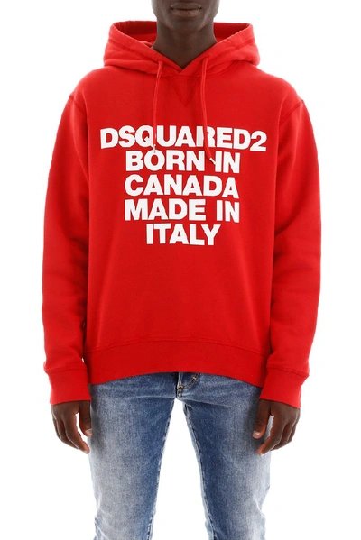 Shop Dsquared2 Printed Hoodie In Red