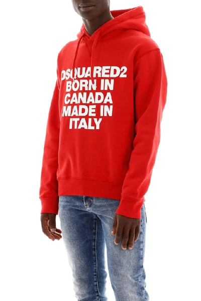 Dsquared2 Born In Canada Made In Italy Hoodie In Red | ModeSens