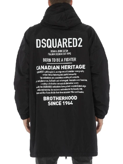Shop Dsquared2 Back Logo Hooded Raincoat In Black