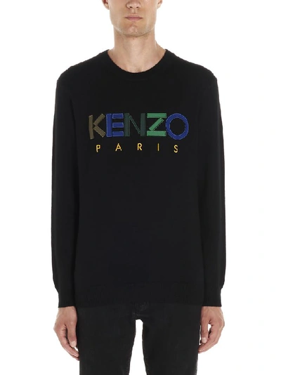 Shop Kenzo Logo Embroidered Sweater In Black