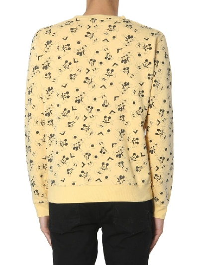 Shop Saint Laurent Mickey Mouse Print Sweater In Yellow