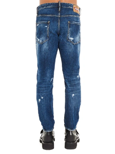 Shop Dsquared2 Cool Guy Logo Distressed Jeans In Blue