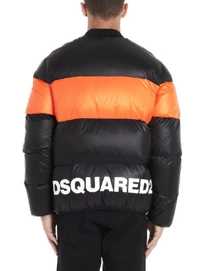 Shop Dsquared2 Logo Colour Block Padded Jacket In Black