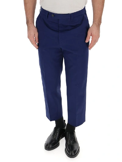 Shop Prada Cropped Trousers In Blue