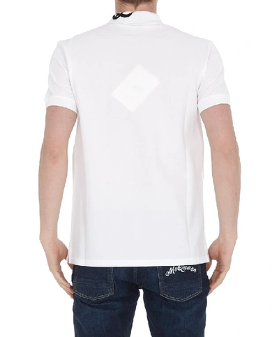 Shop Alexander Mcqueen Embroidered Collar Polo Shirt In White