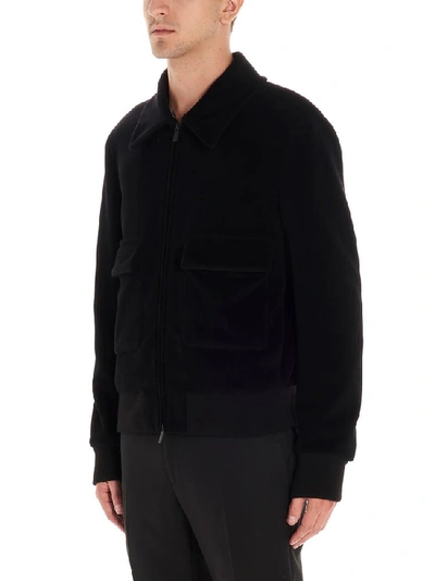 Shop Fendi Ff Logo Collar Bomber Jacket In Black