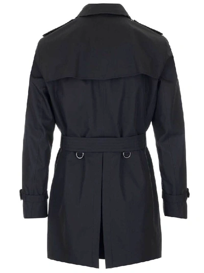 Shop Burberry Belted Trench Coat In Navy