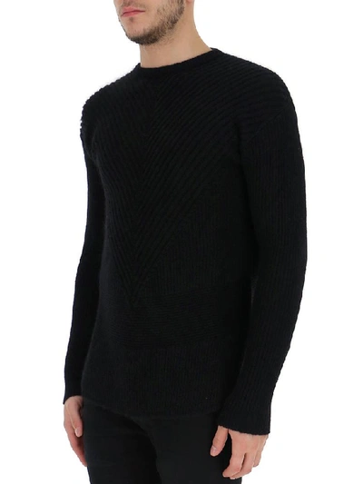 Shop Rick Owens Chevron Knit Sweater In Black