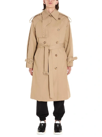 Shop Juun.j Double Breasted Trench Coat In Beige