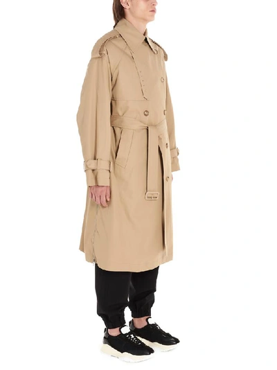 Shop Juun.j Double Breasted Trench Coat In Beige