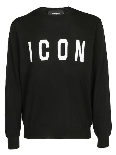 Shop Dsquared2 Icon Logo Knitted Jumper In Black