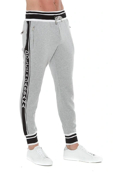 Shop Dolce & Gabbana King Logo Band Trousers In Grey