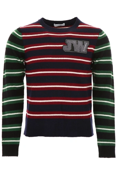 Shop Jw Anderson Logo Striped Jumper In Multi