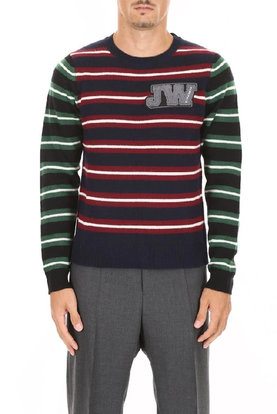 Shop Jw Anderson Logo Striped Jumper In Multi