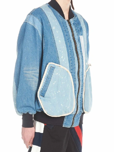 Shop Facetasm Patchwork Bomber Jacket In Blue