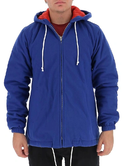 Shop Comme Des Garçons Shirt Hooded Zip Up Jacket In Blue