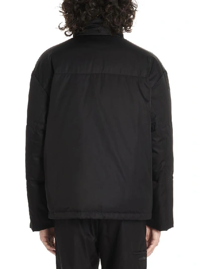 Shop Prada Logo Patch Padded Bomber Jacket In Black