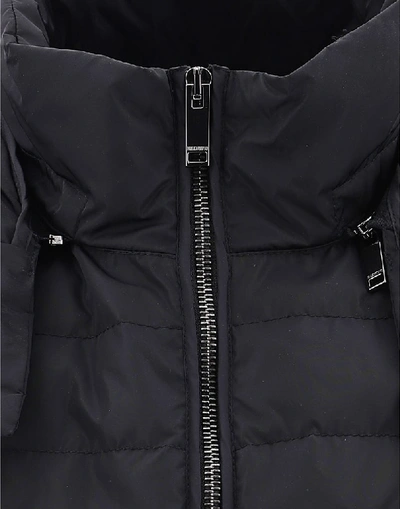 Shop Valentino Hooded Logo Puffer Vest In Black