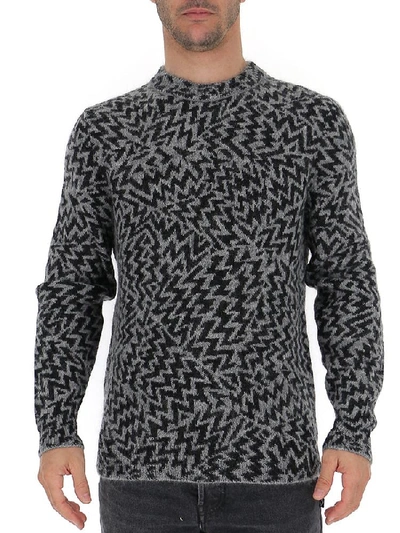 Shop Saint Laurent Jacquard Print Knitted Pullover In Multi