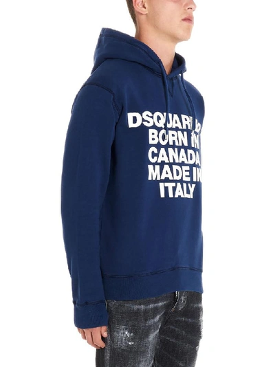 Shop Dsquared2 Graphic Printed Hoodie In Blue