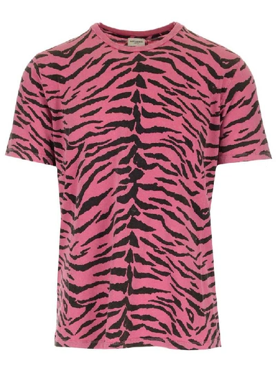 Shop Saint Laurent Zebra Print T-shirt In Multi