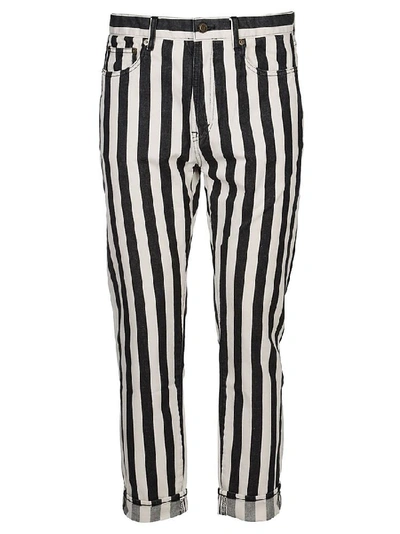 Shop Saint Laurent Striped Straight Fit Jeans In Multi