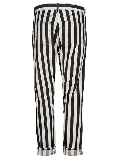 Shop Saint Laurent Striped Straight Fit Jeans In Multi